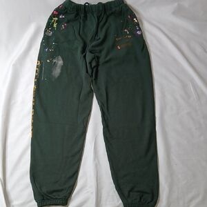Gallery Dept Dark Green Sweatpants with Artistic Accents